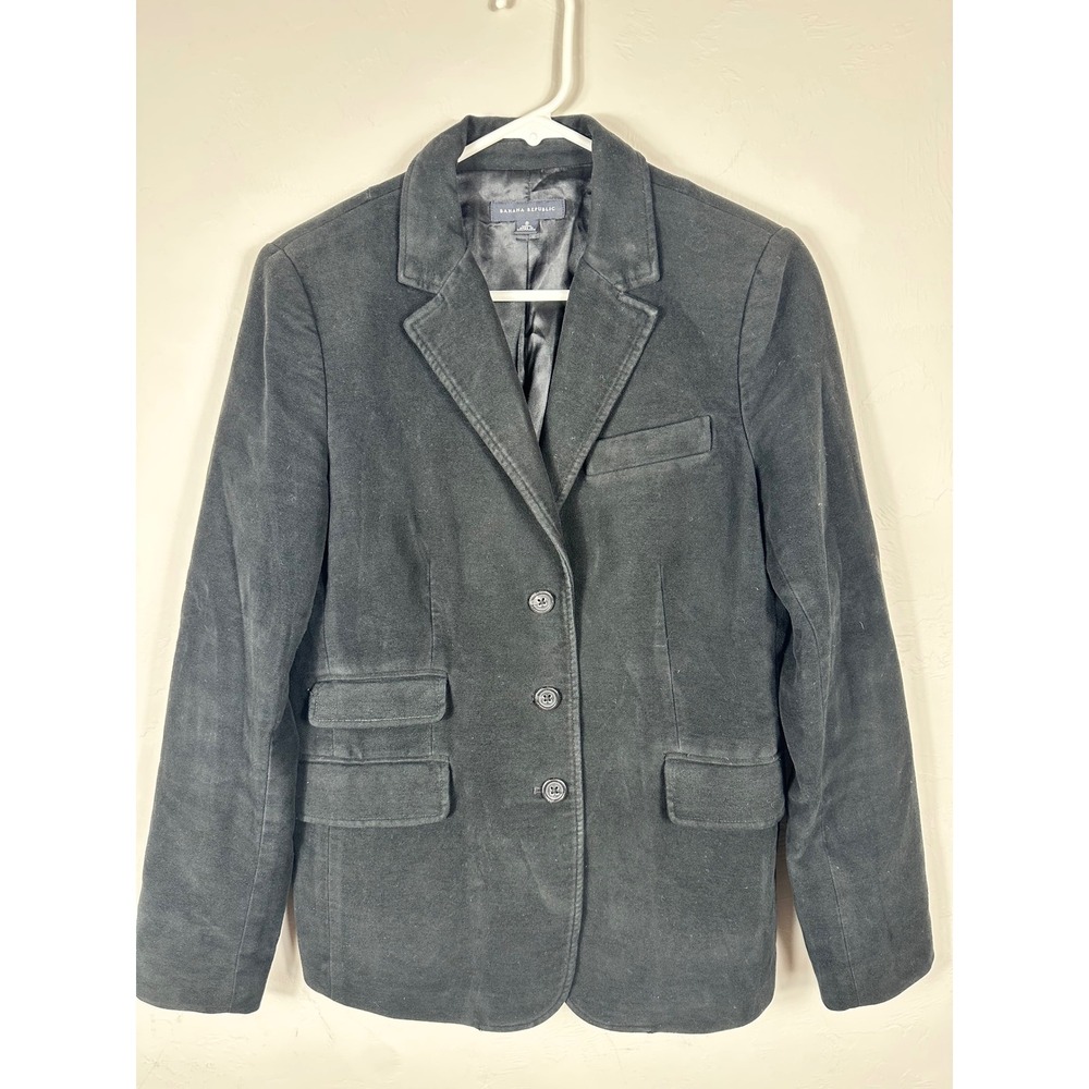 Banana Republic Women's Black Cotton Blend Blazer Jacket Size 8